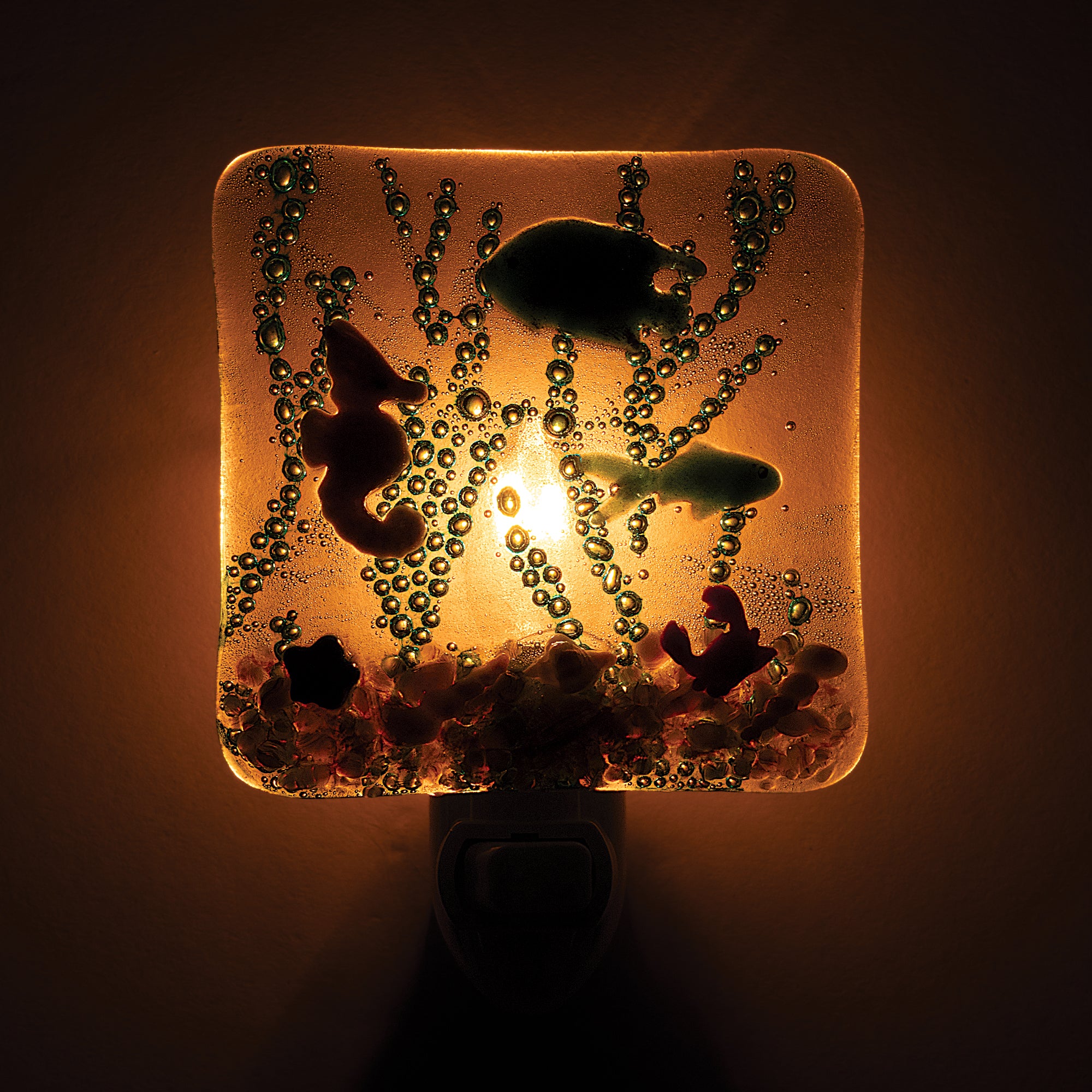 Fused Glass Sealife Scene Coastal Nightlight