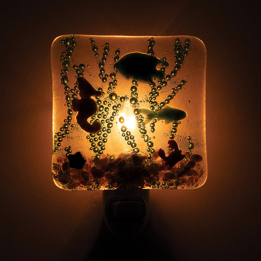 Fused Glass Sealife Scene Coastal Nightlight