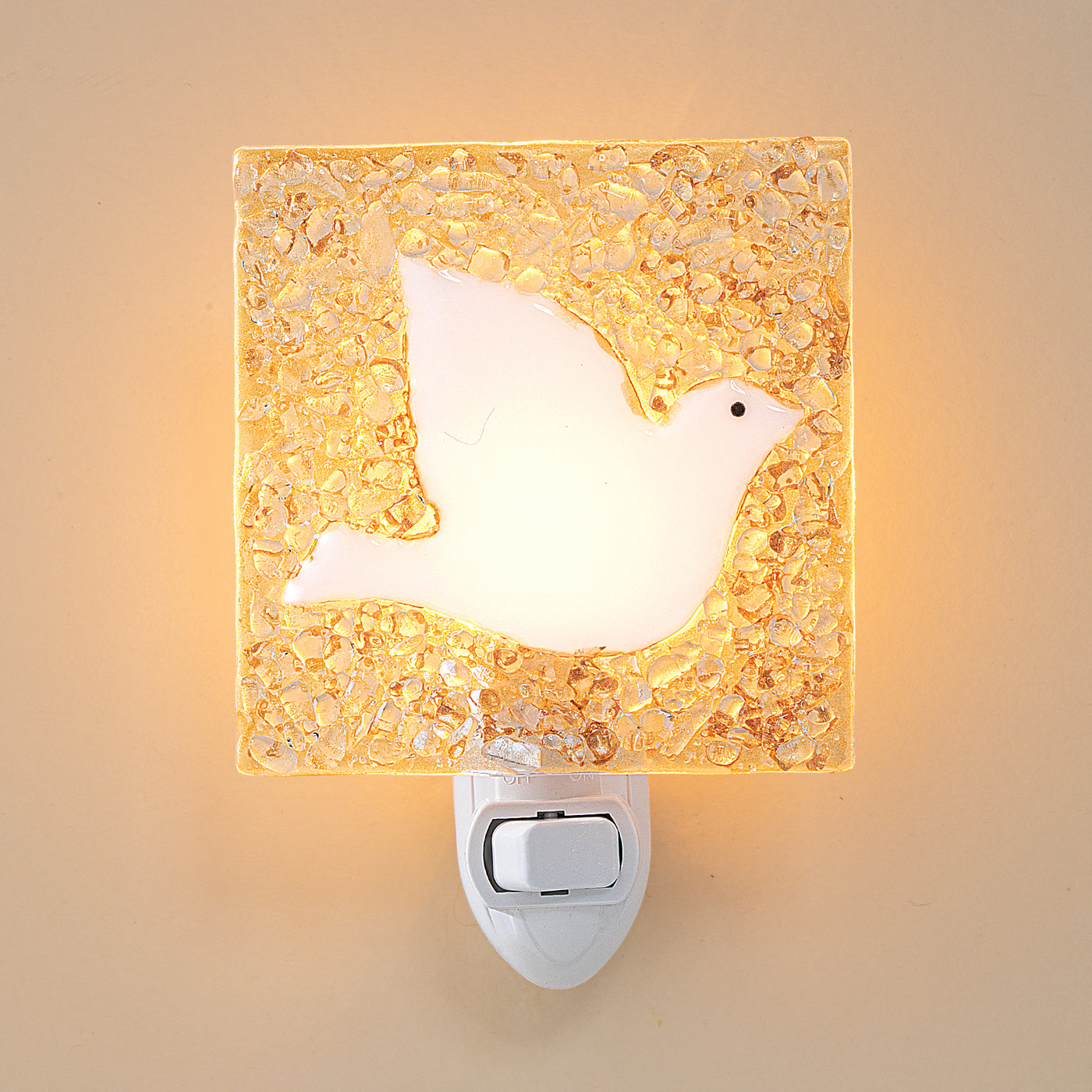 Fused Glass Golden Dove Nightlight