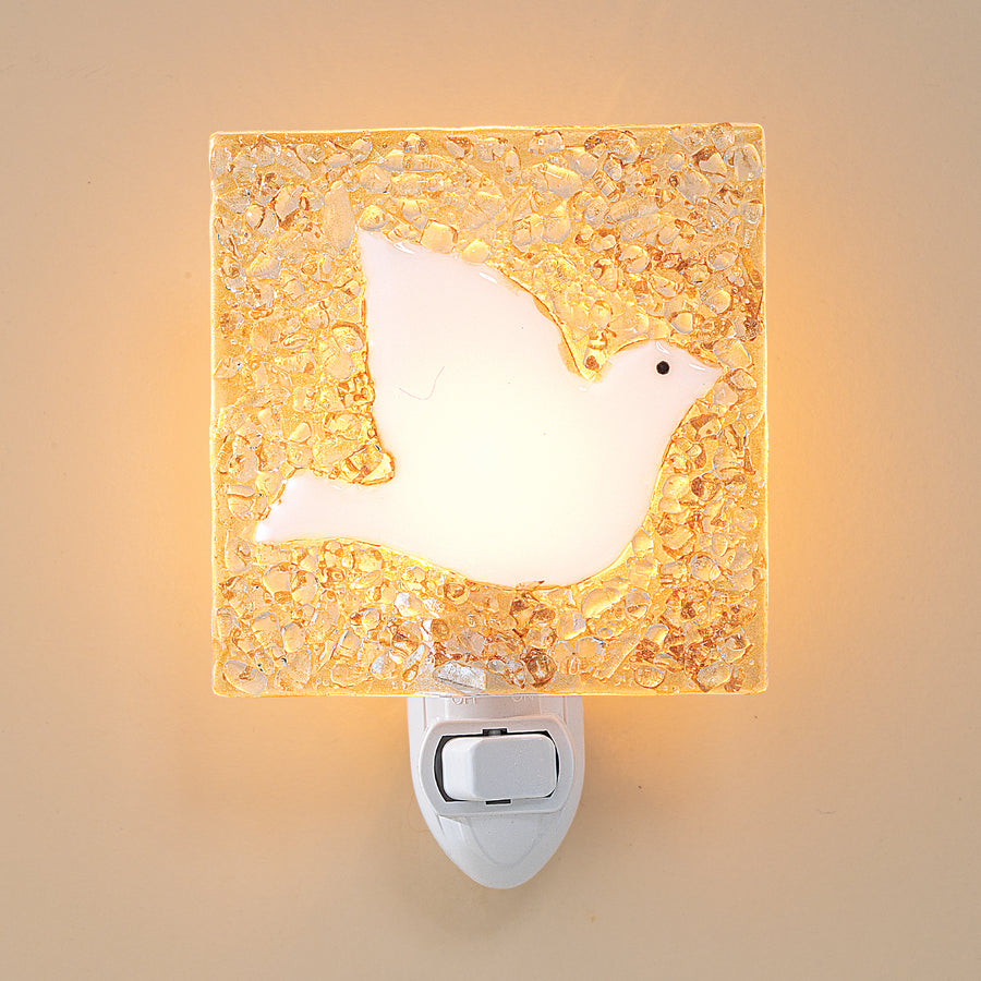Fused Glass Golden Dove Nightlight