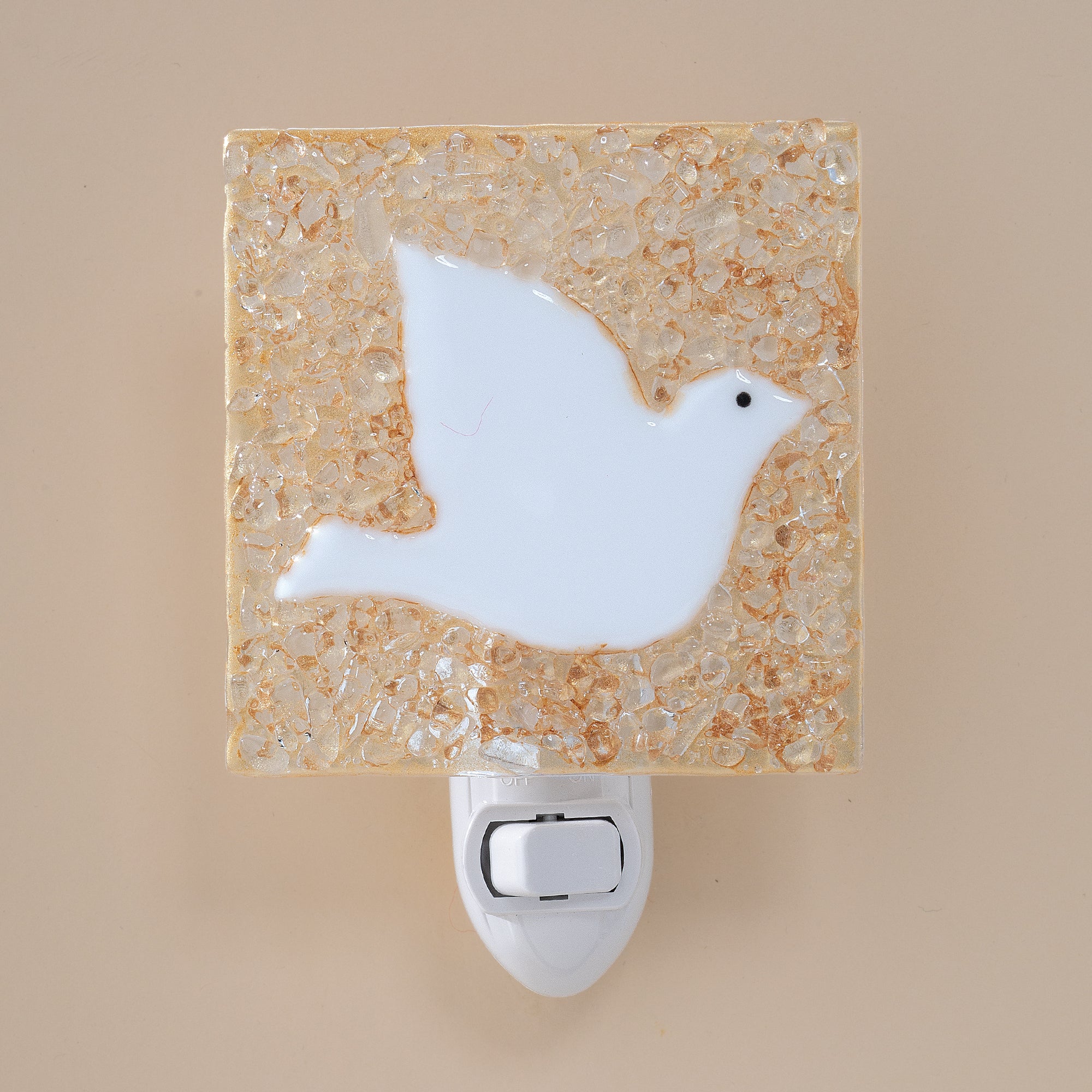 Fused Glass Golden Dove Nightlight