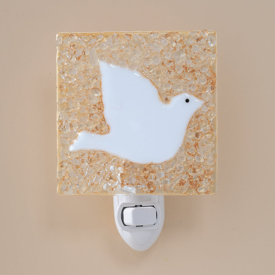 Fused Glass Golden Dove Nightlight