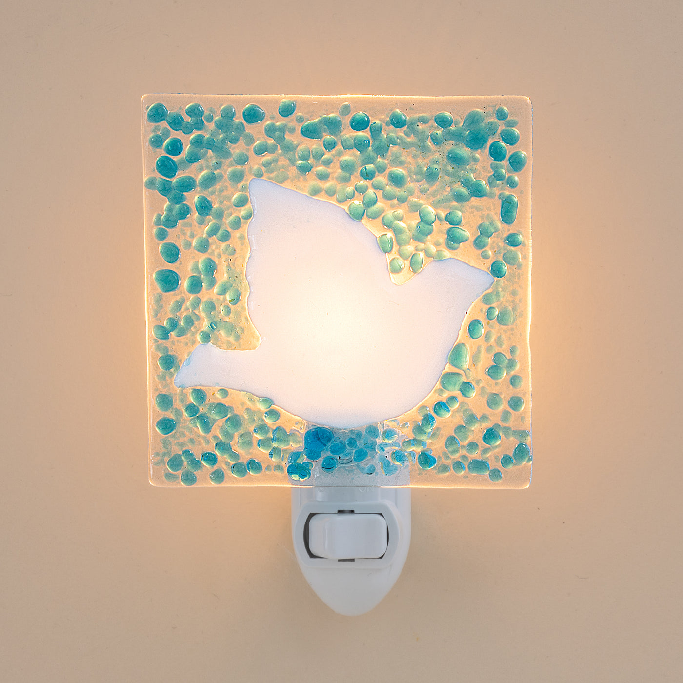Fused Glass Blue Sky Dove Nightlight
