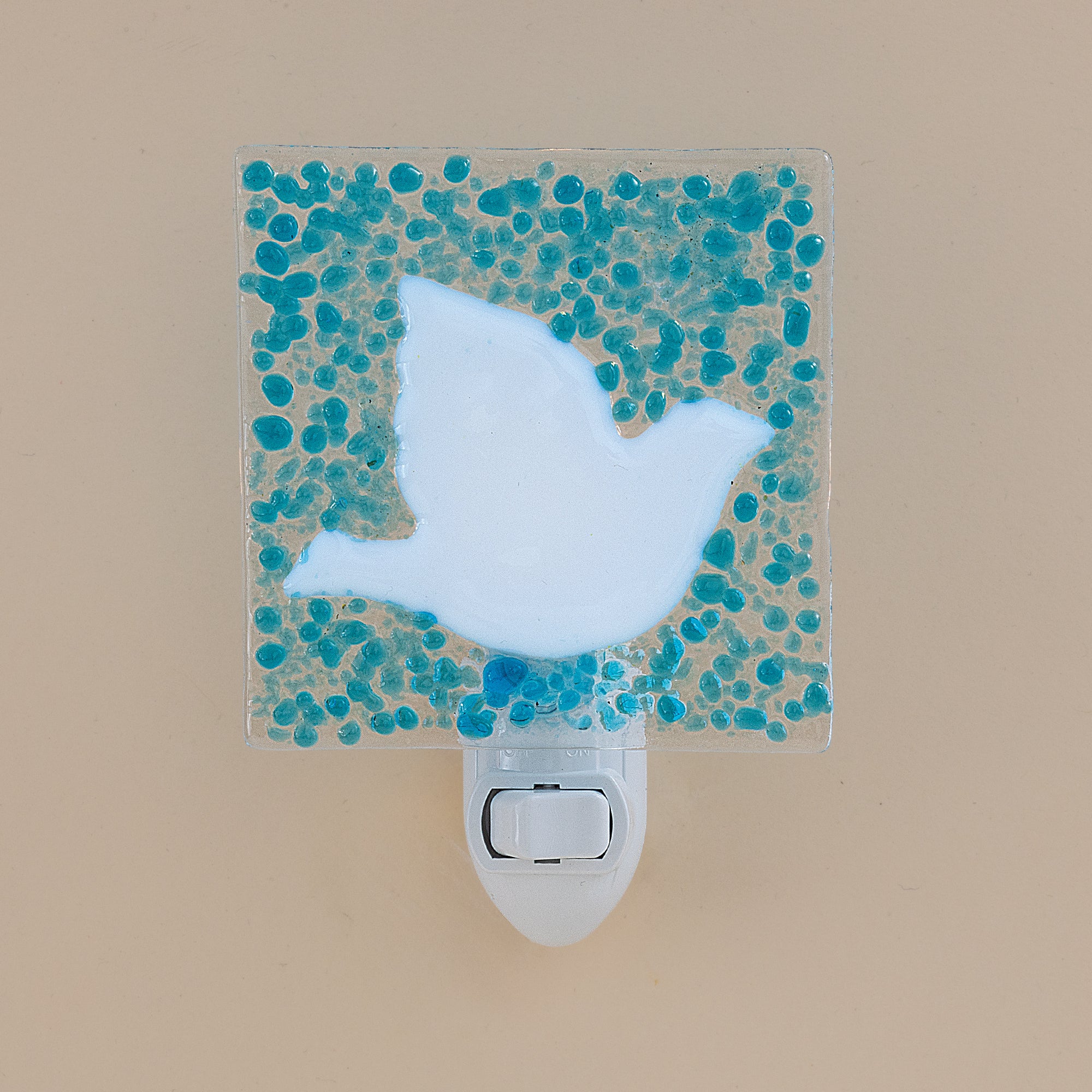 Fused Glass Blue Sky Dove Nightlight