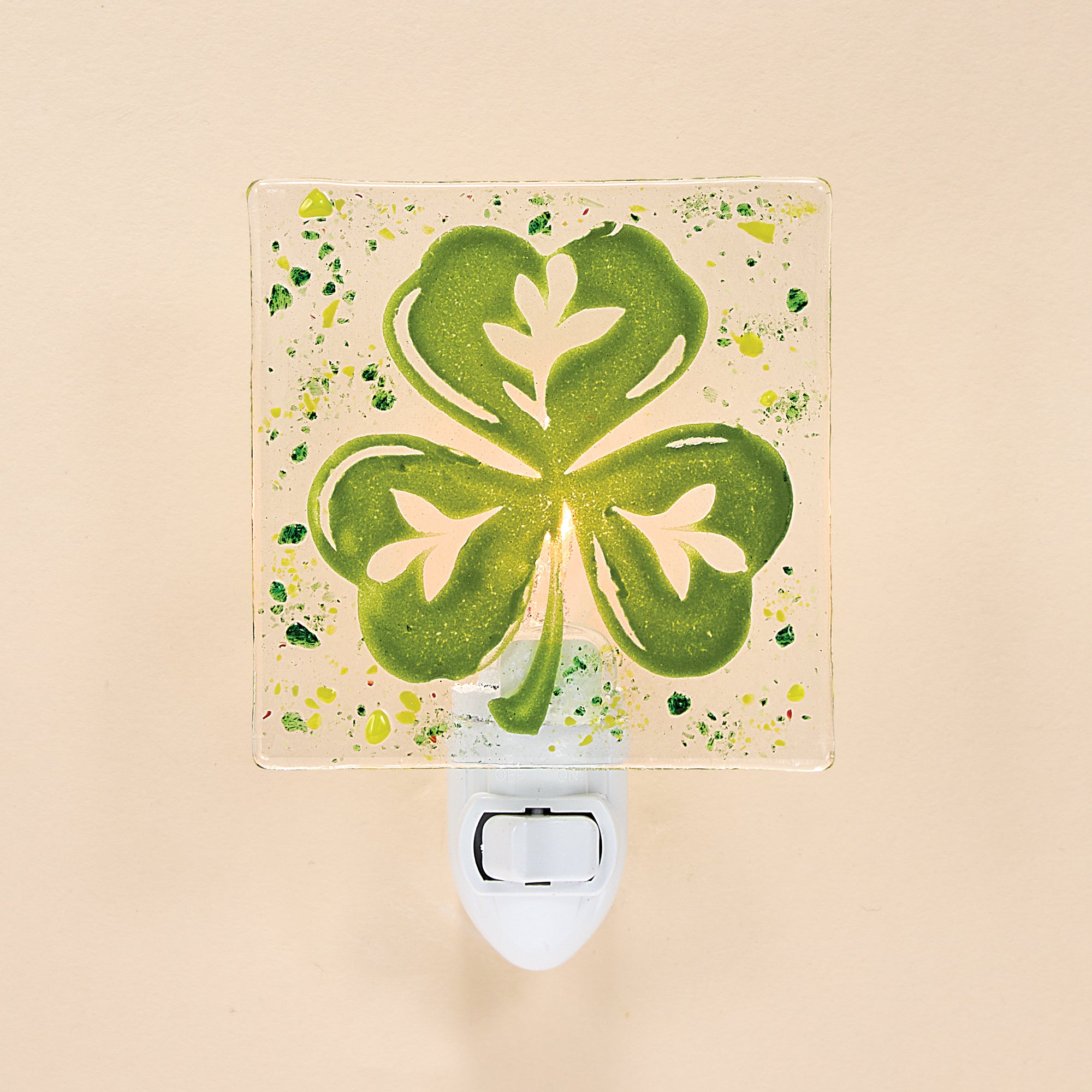 Fused Glass Shimmering Shamrock Nightlight
