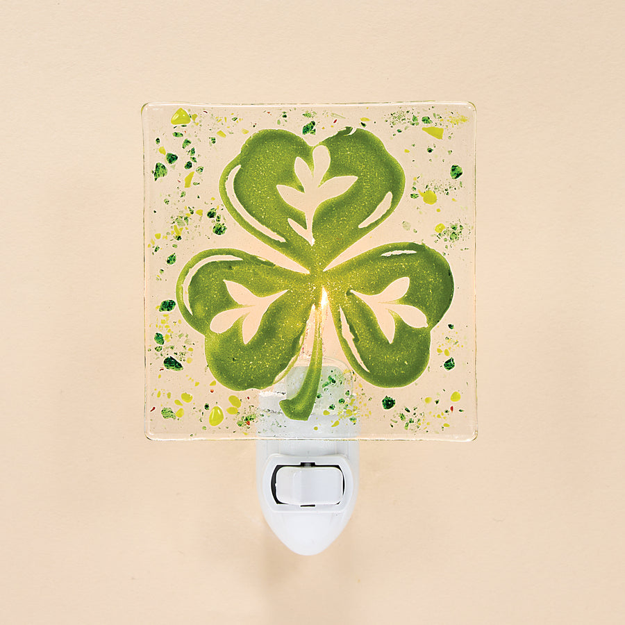 Fused Glass Shimmering Shamrock Nightlight