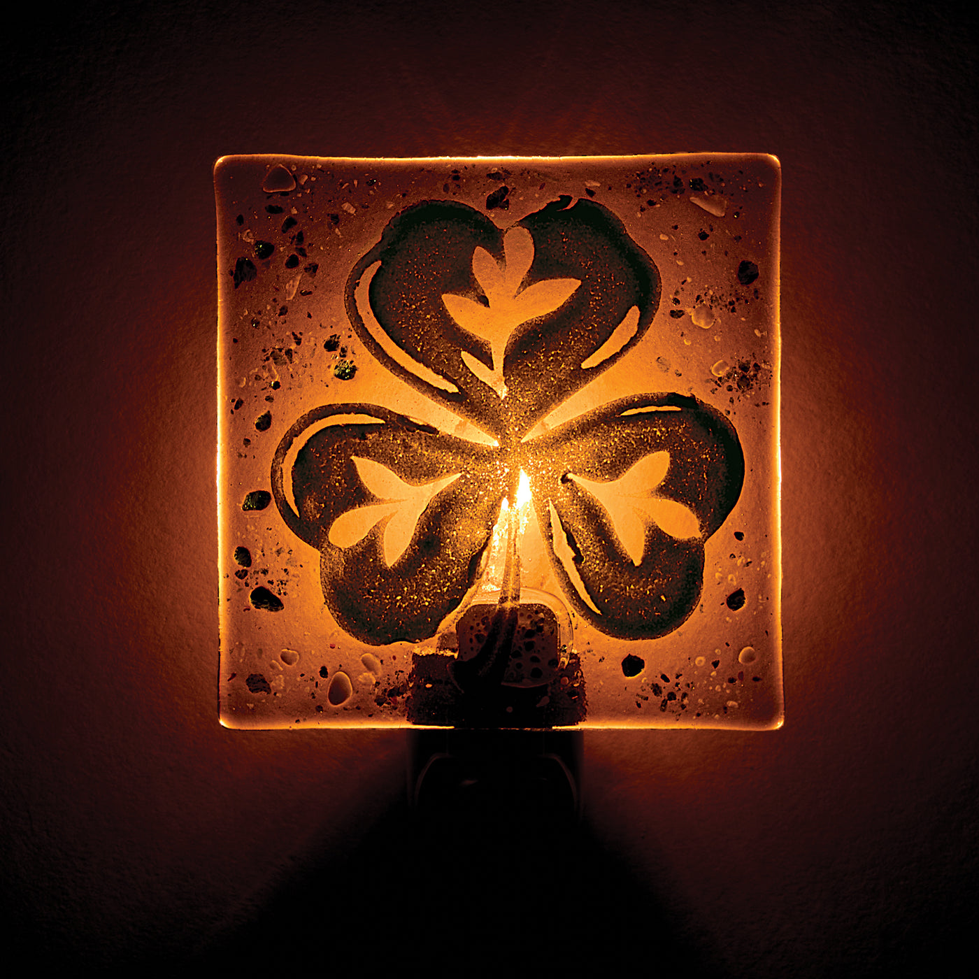 Fused Glass Shimmering Shamrock Nightlight
