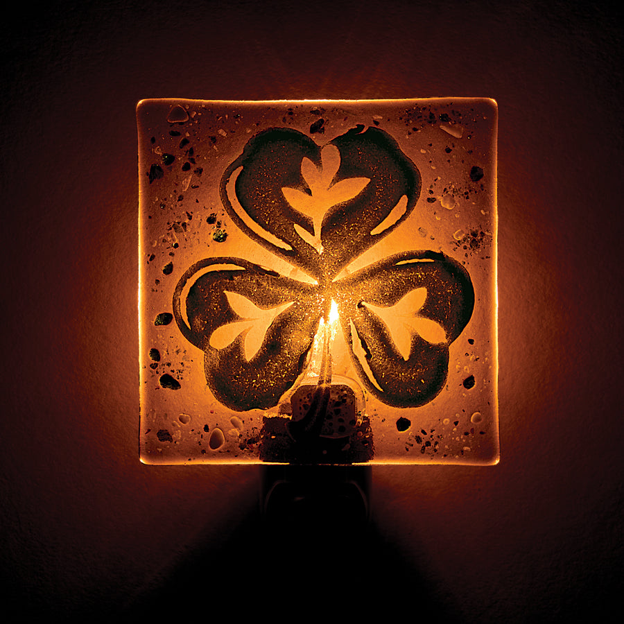 Fused Glass Shimmering Shamrock Nightlight