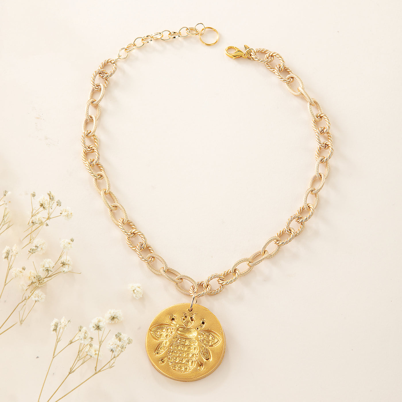 Hidden Truth Bee Medallion Necklace & Earrings Set