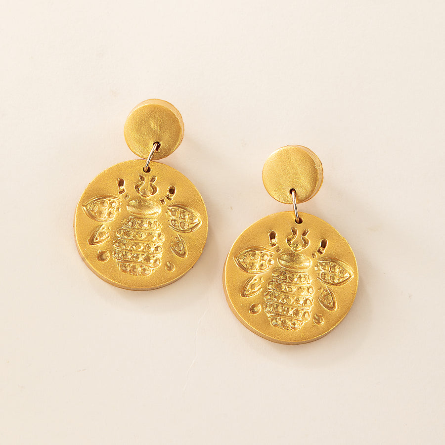 Hidden Truth Bee Medallion Earrings