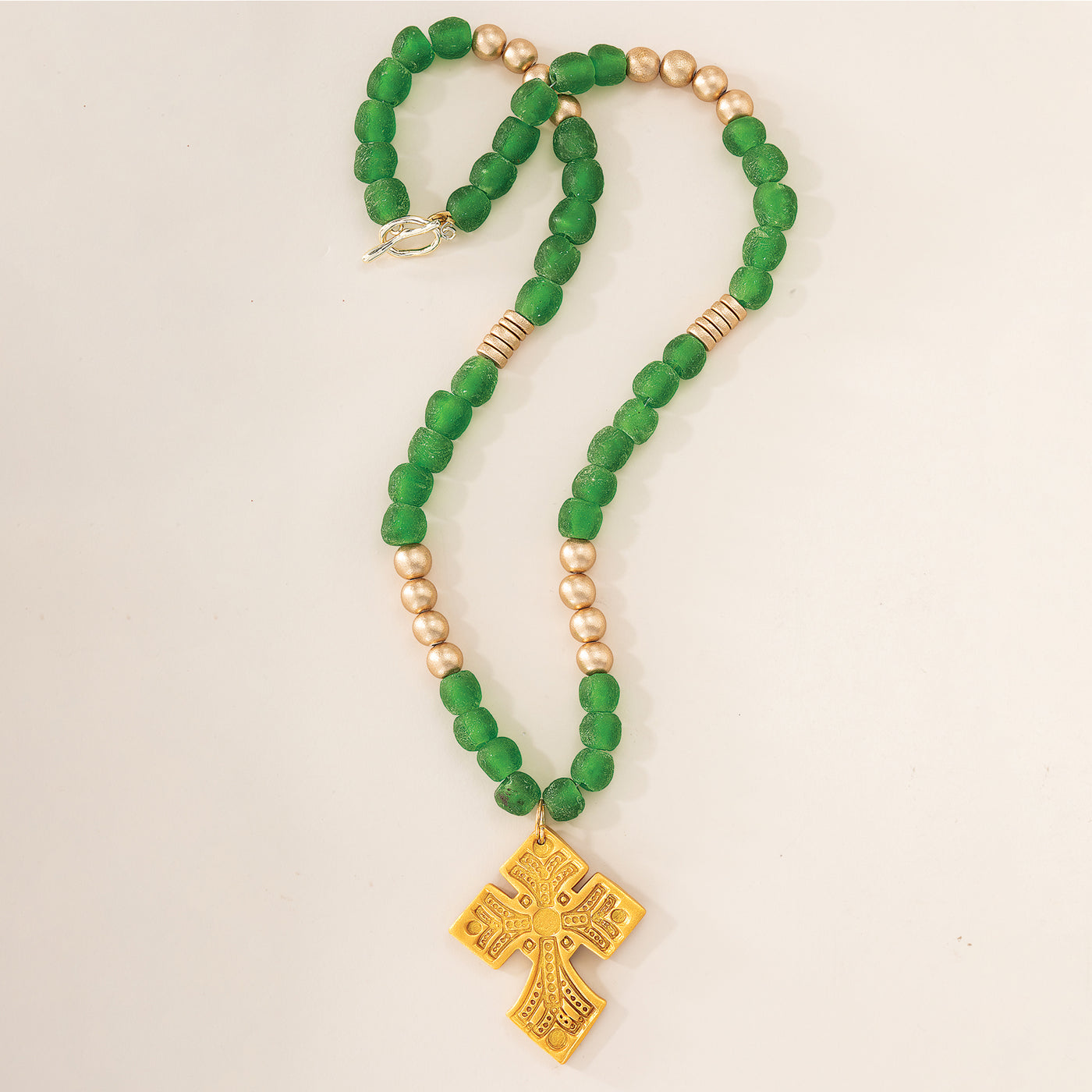 Glorious in Green Bold Cross Necklace