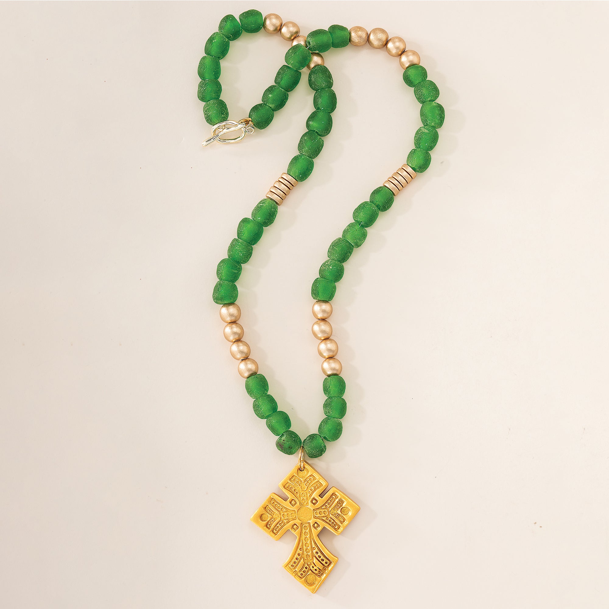 Glorious in Green Bold Cross Necklace