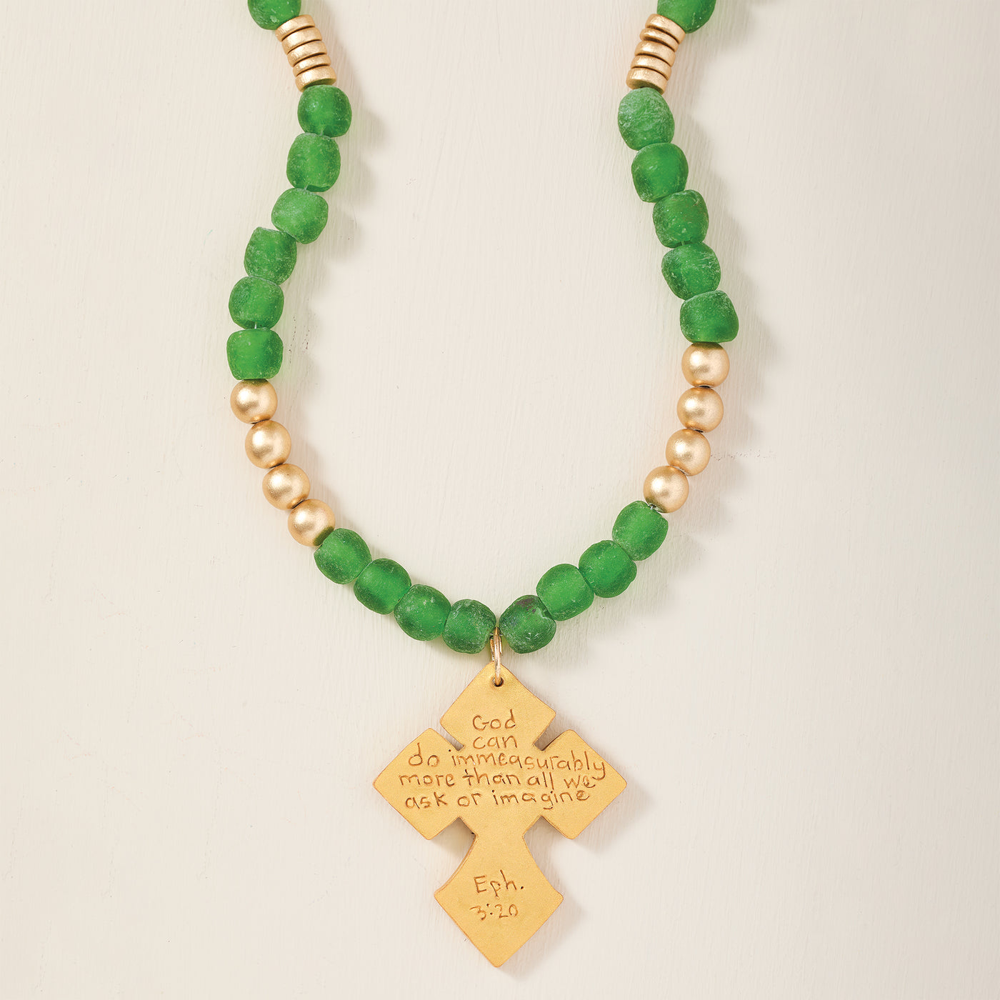 Glorious in Green Bold Cross Necklace
