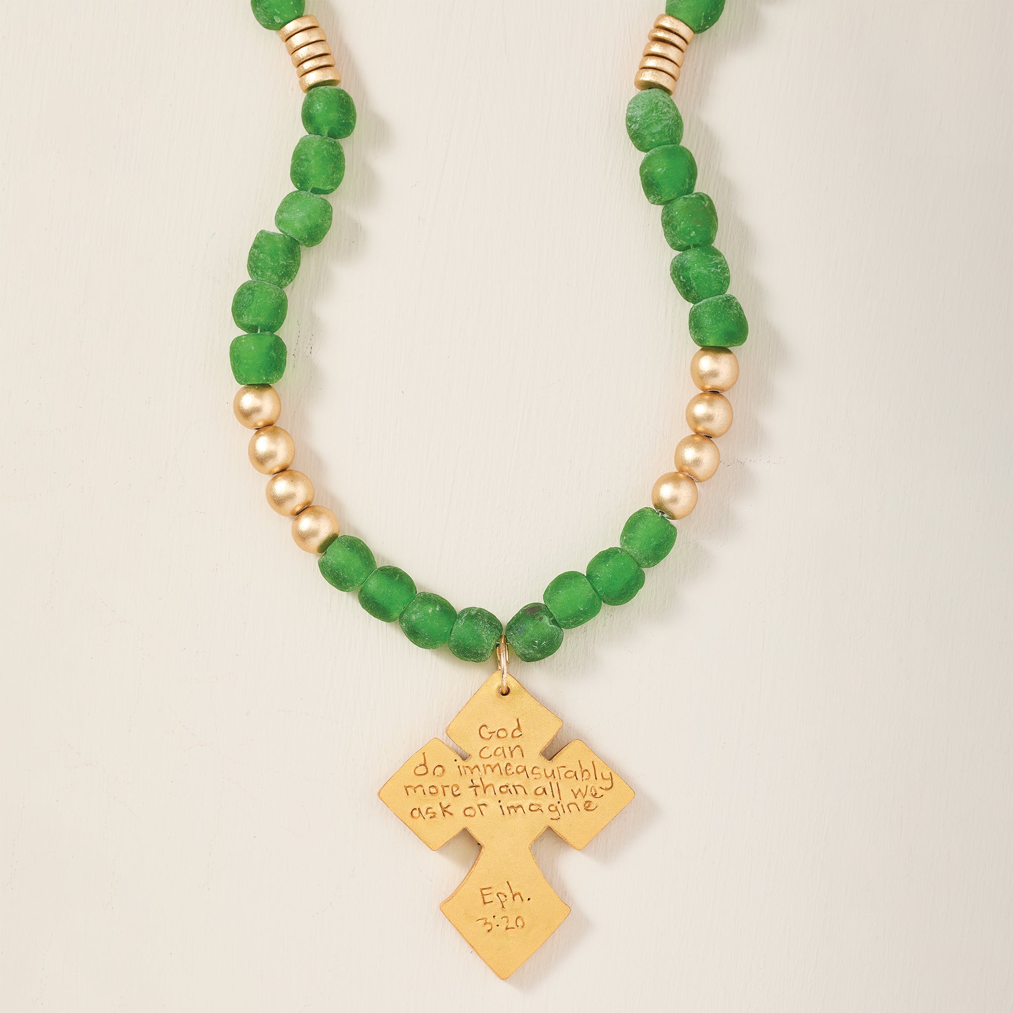 Glorious in Green Bold Cross Necklace