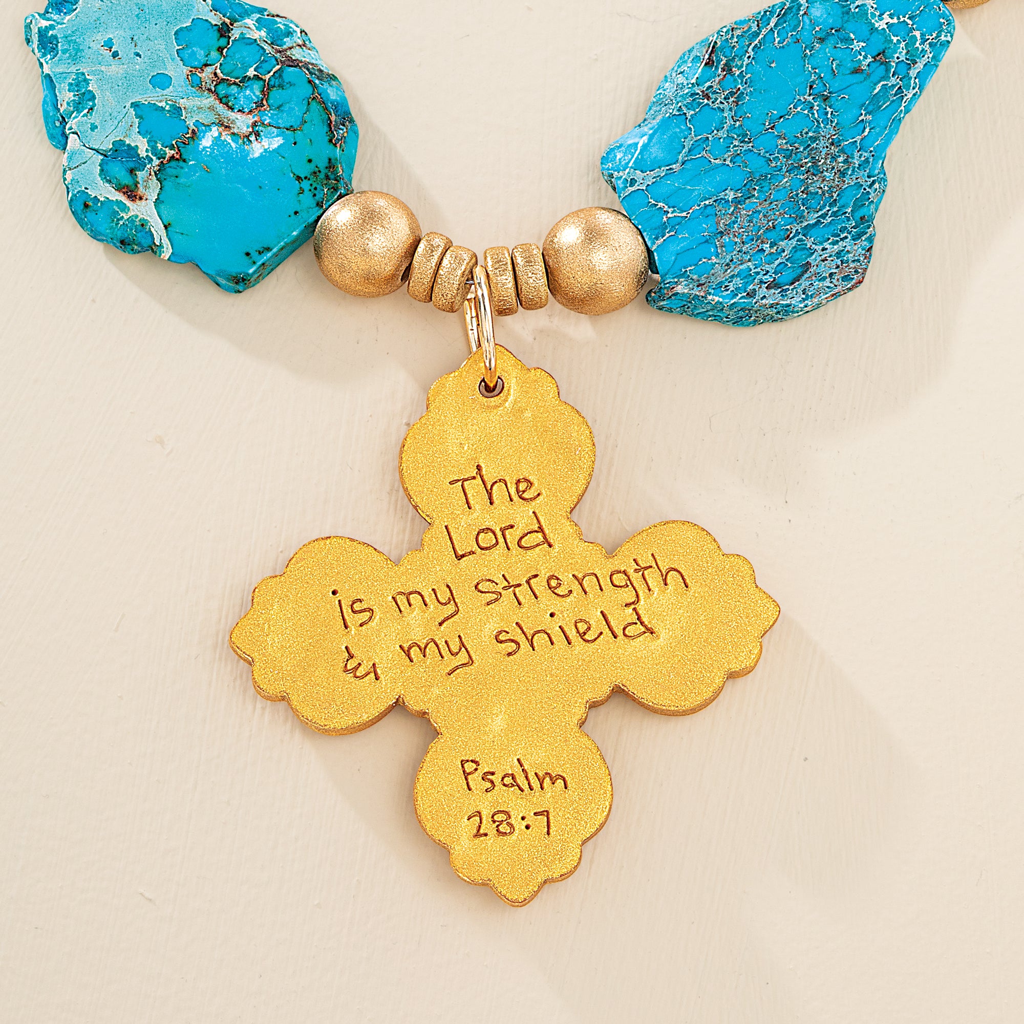 Turquoise Sea Sediment Jasper Cross Necklace (Preorder)