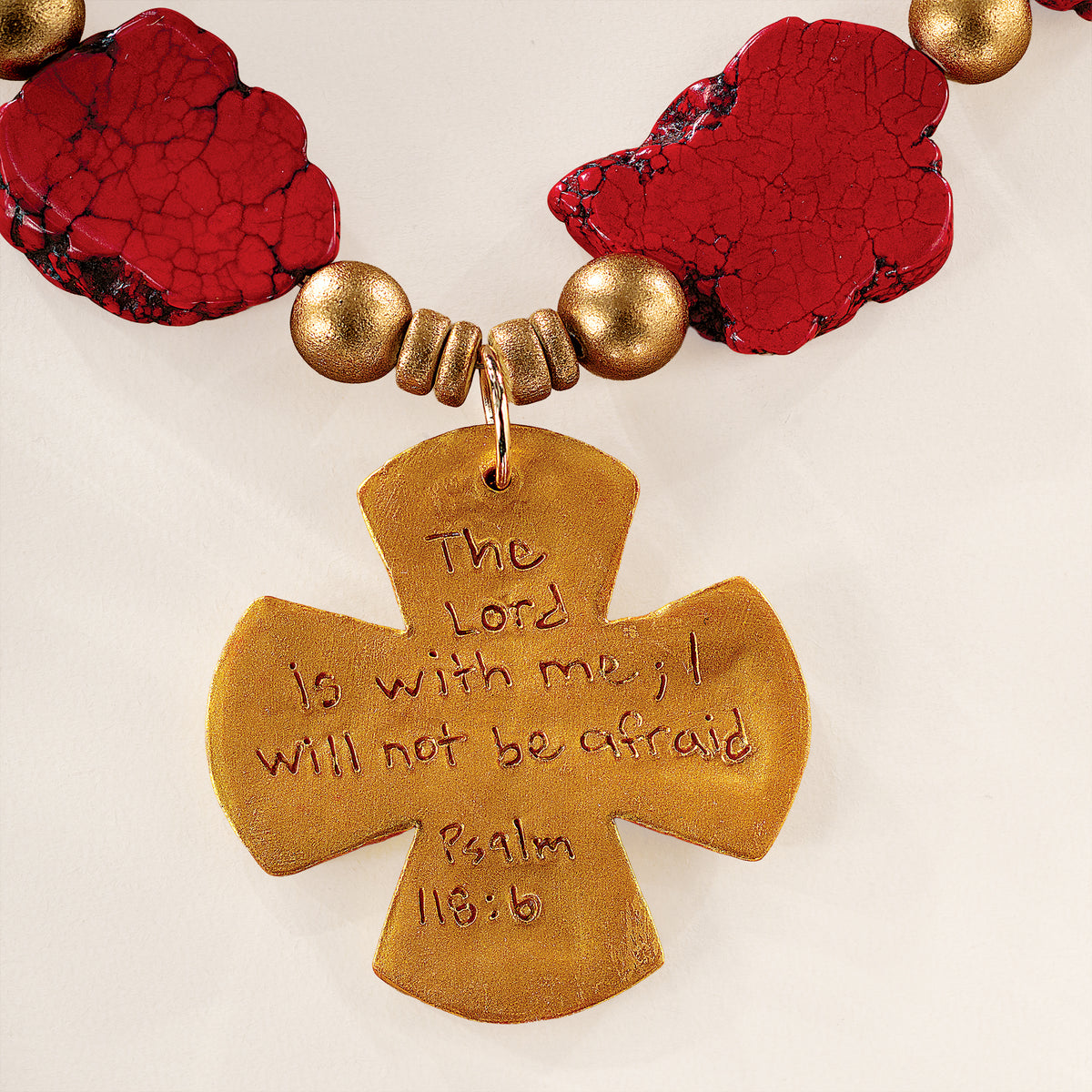 Hidden Truth Red Jade & Clay Cross Necklace (Preorder)