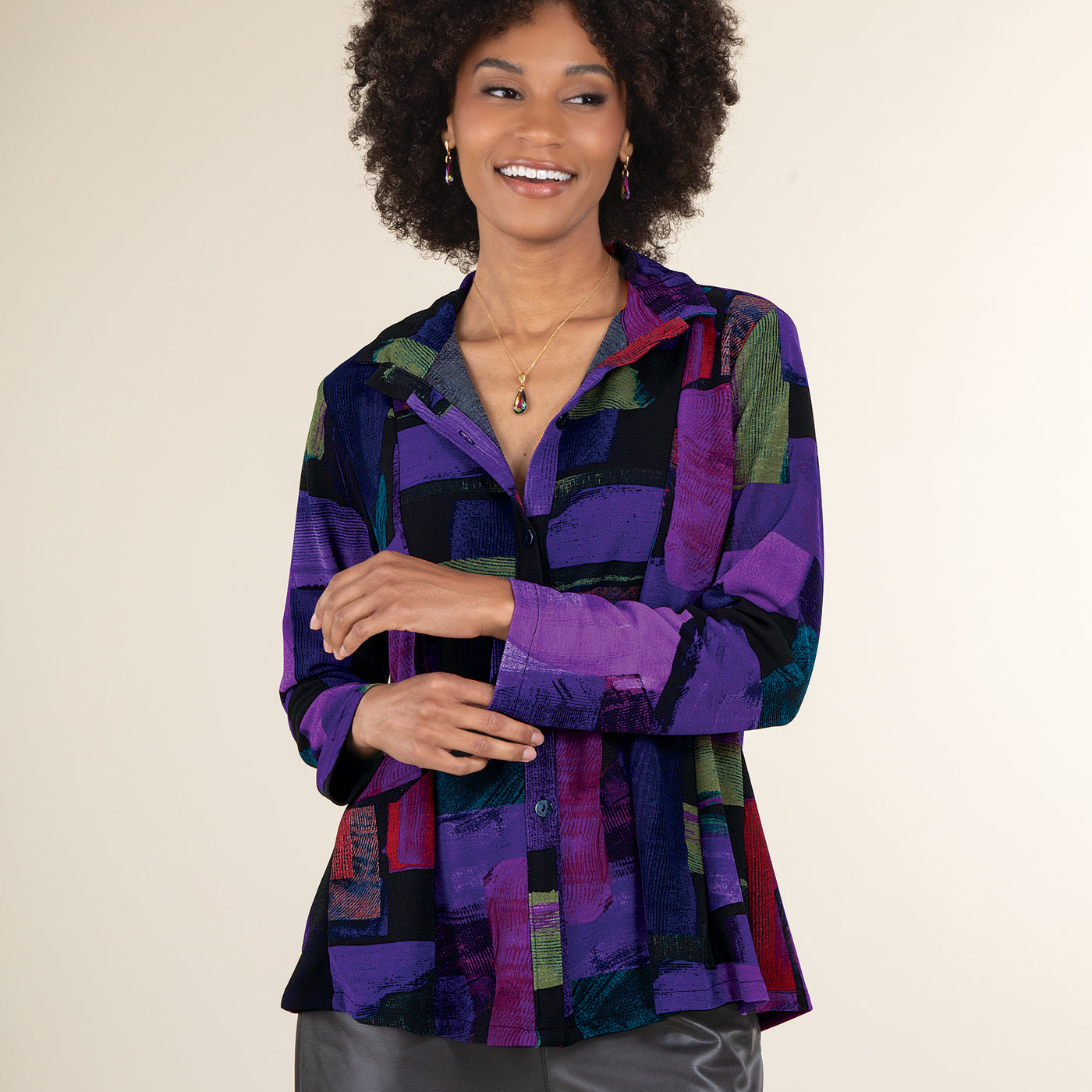 Passionate in Plum Abstract Blouse