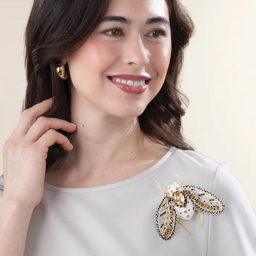 Beaded Moth Brooch (Preorder)