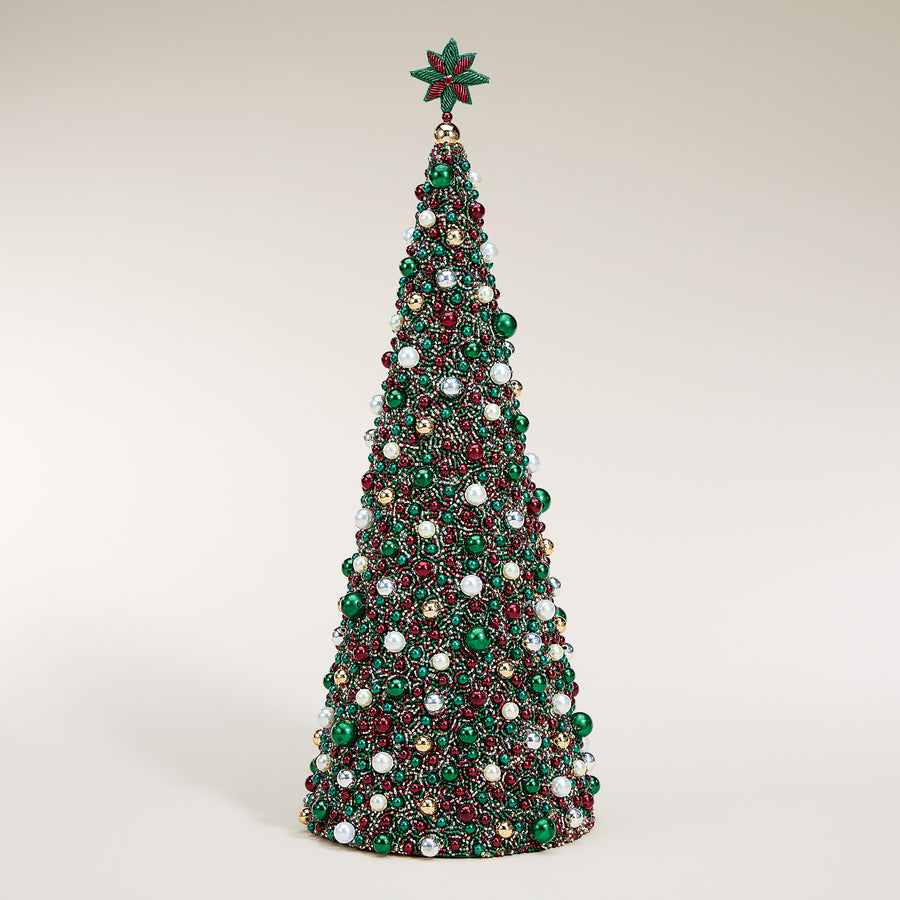 Decorative Red & Green Glass Pearl Tree (Preorder)