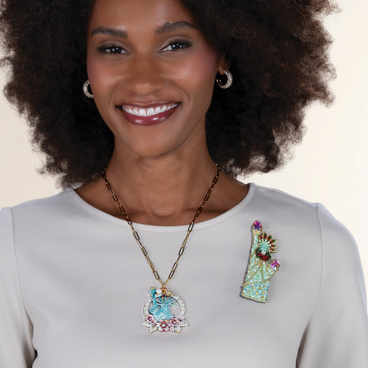 Lady Liberty Beaded Pin-Pendant & Ornament (Preorder)