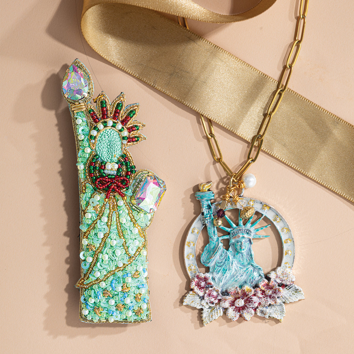 Lady Liberty Beaded Pin-Pendant & Ornament (Preorder)