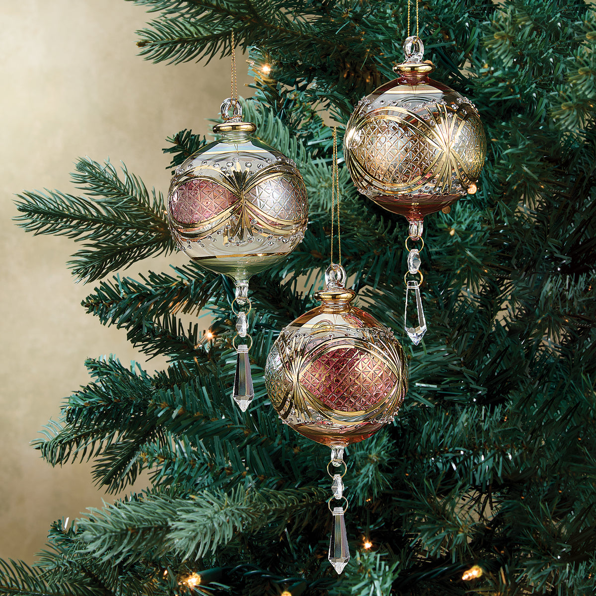 Egyptian Glass Hand-Blown Ornaments, Set of 3 (Preorder)