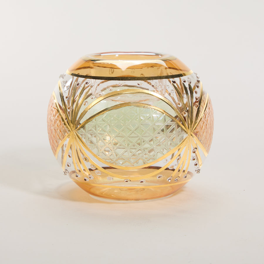 Large Egyptian Hand-Blown Amber Glass Tealight Holder (Preorder)