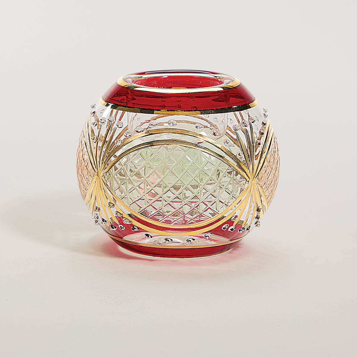 Egyptian Hand-Blown Red Glass Tealight Holder (Preorder)