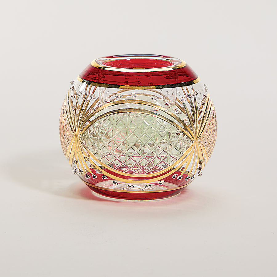 Egyptian Hand-Blown Red Glass Tealight Holder (Preorder)