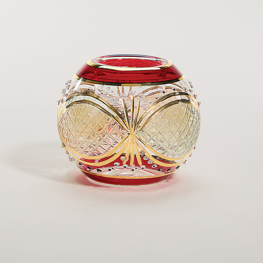 Egyptian Hand-Blown Red Glass Tealight Holder (Preorder)