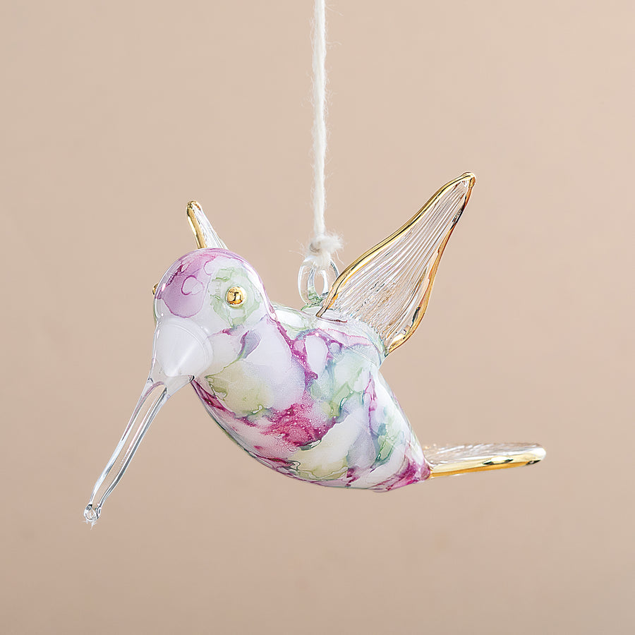 Egyptian Hand-Blown Glass Hummingbird Ornament (Preorder)