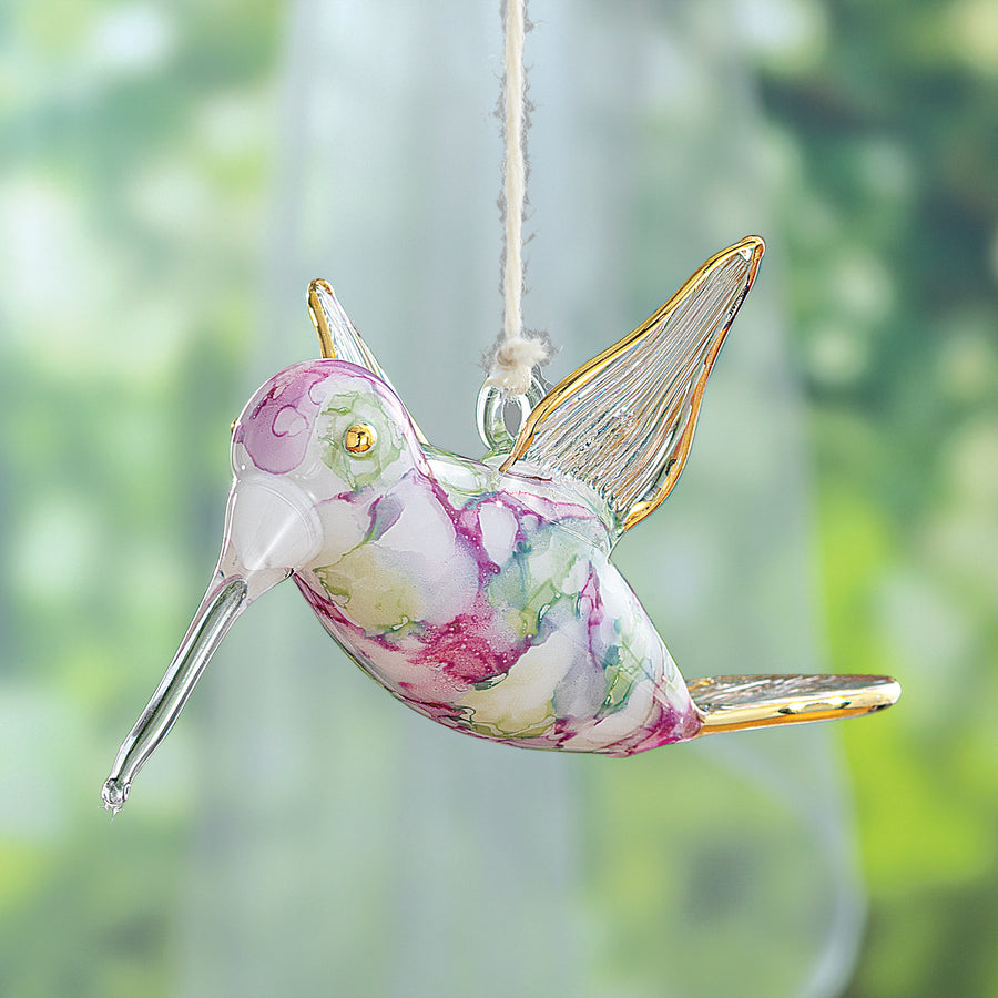 Egyptian Hand-Blown Glass Hummingbird Ornament (Preorder)