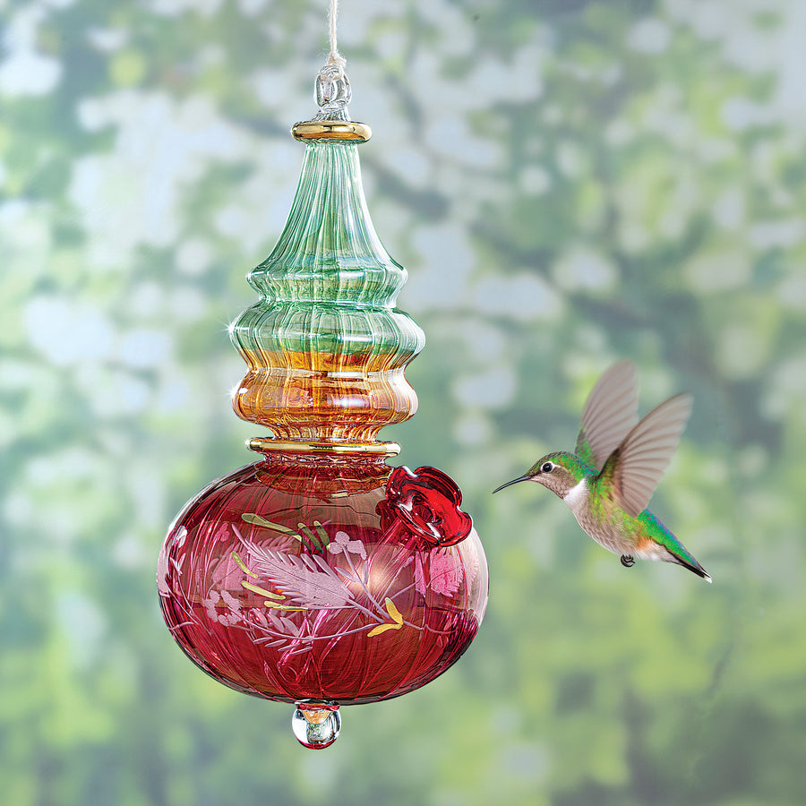 Egyptian Hand-Blown Glass Hummingbird Feeder (Preorder)
