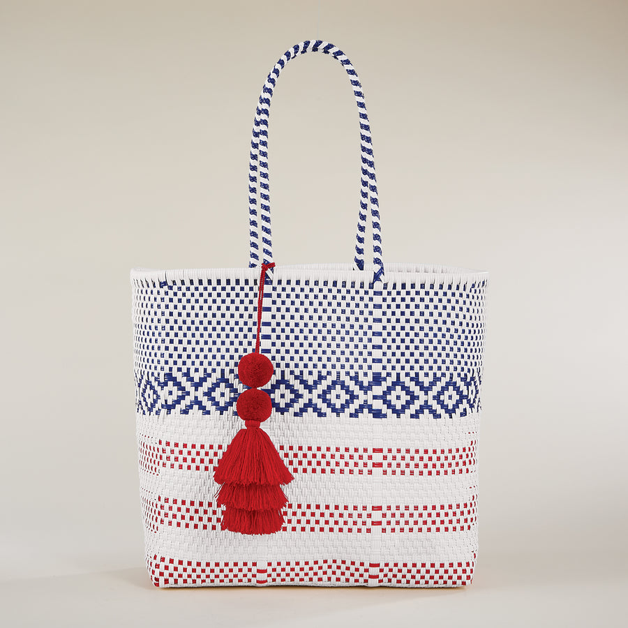 Patriotic Pattern Tasseled Tote