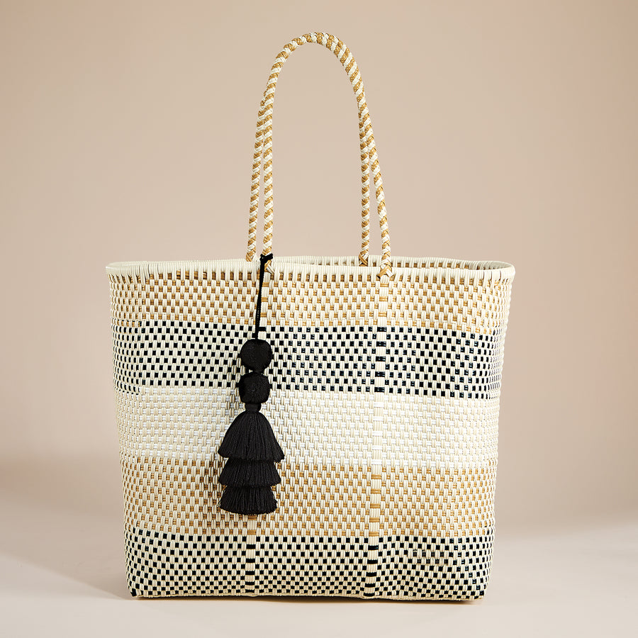 Grande Coffee & Cream Tasseled Tote (Preorder)