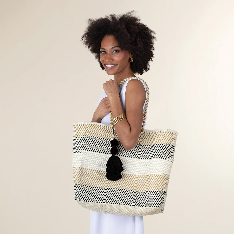 Grande Coffee & Cream Tasseled Tote (Preorder)
