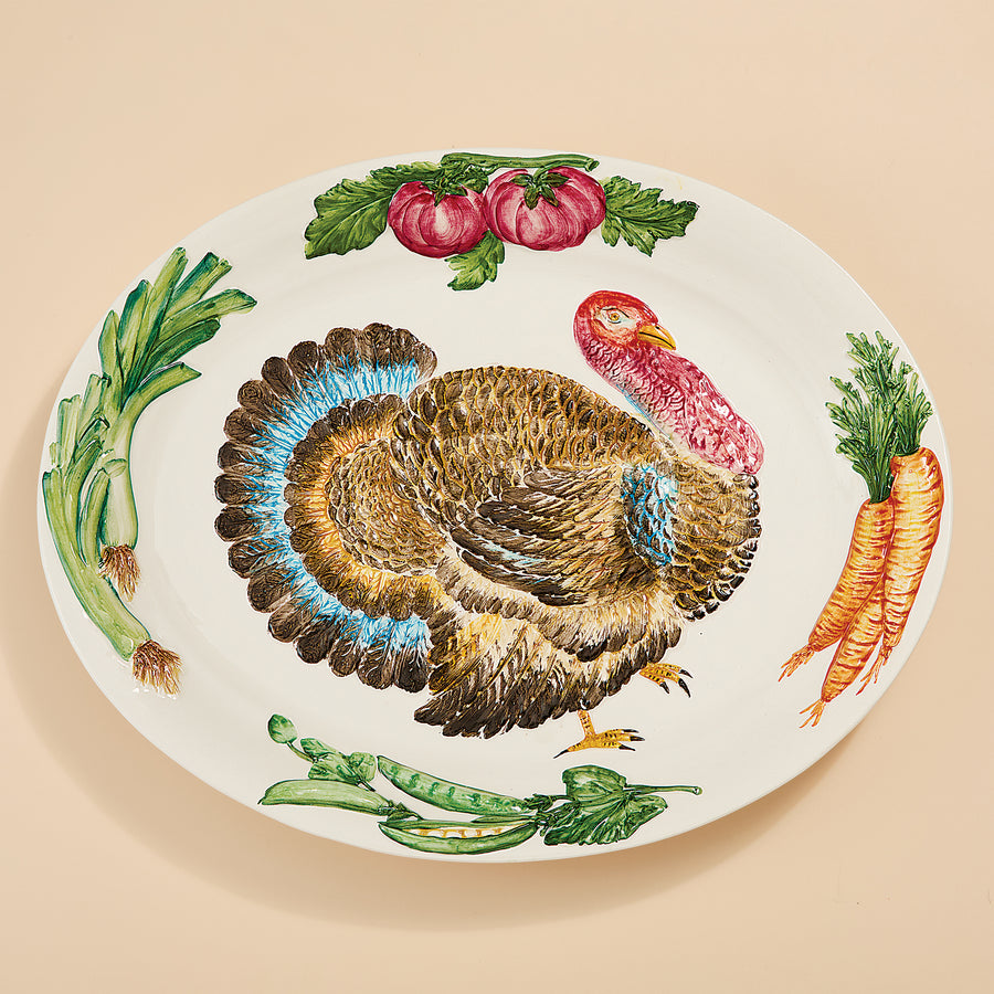 Italian Ceramic Oval Turkey Platter