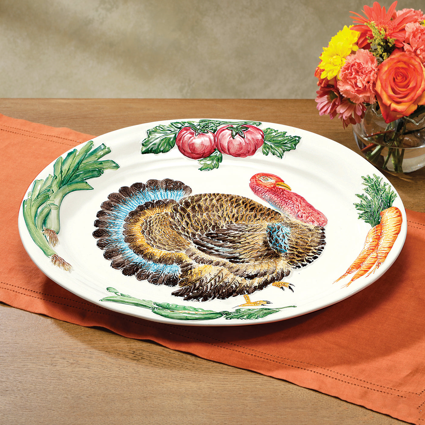 Italian Ceramic Oval Turkey Platter