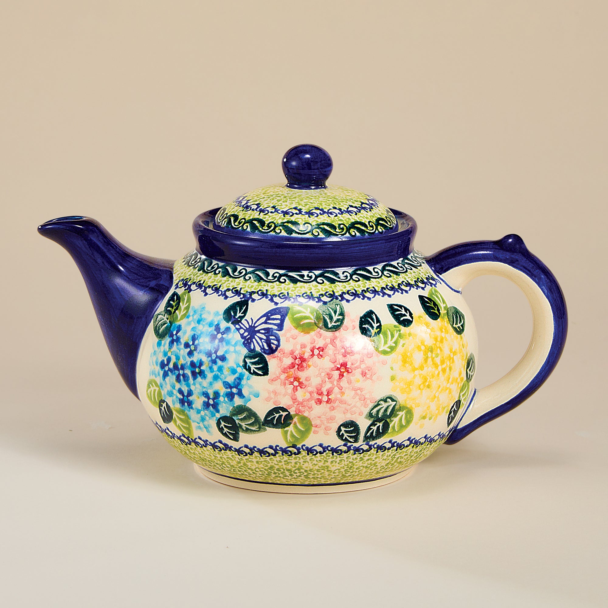 Polish Pottery Hydrangea Haven Teapot | Uno Alla Volta