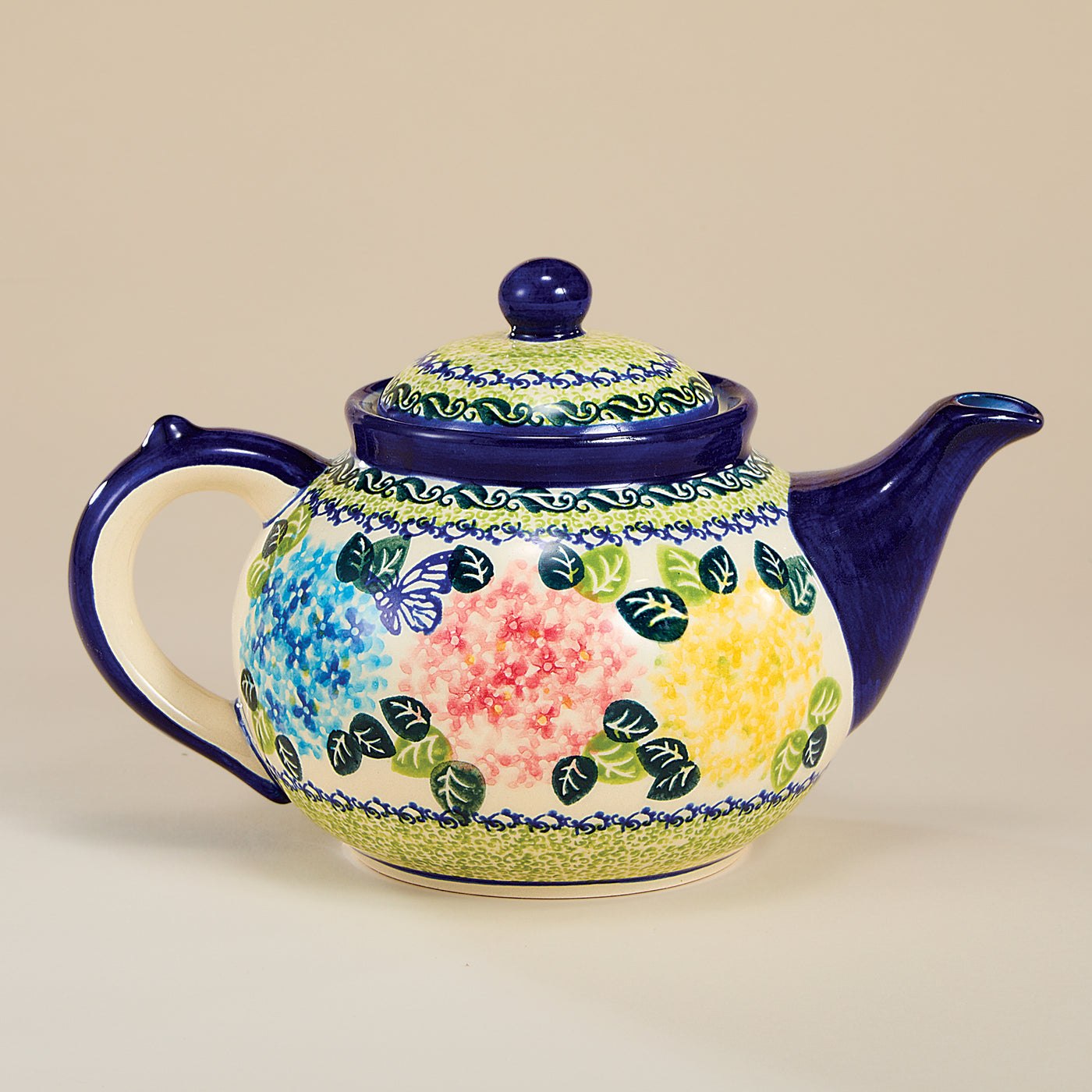 Polish Pottery Hydrangea Haven Teapot
