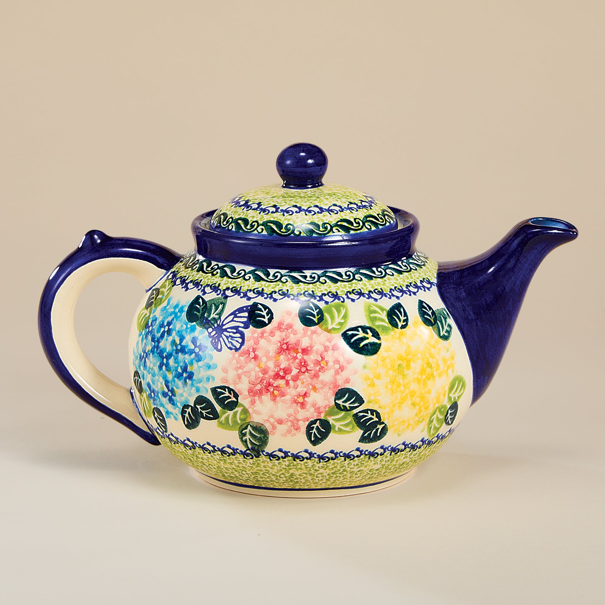 Polish Pottery Hydrangea Haven Teapot