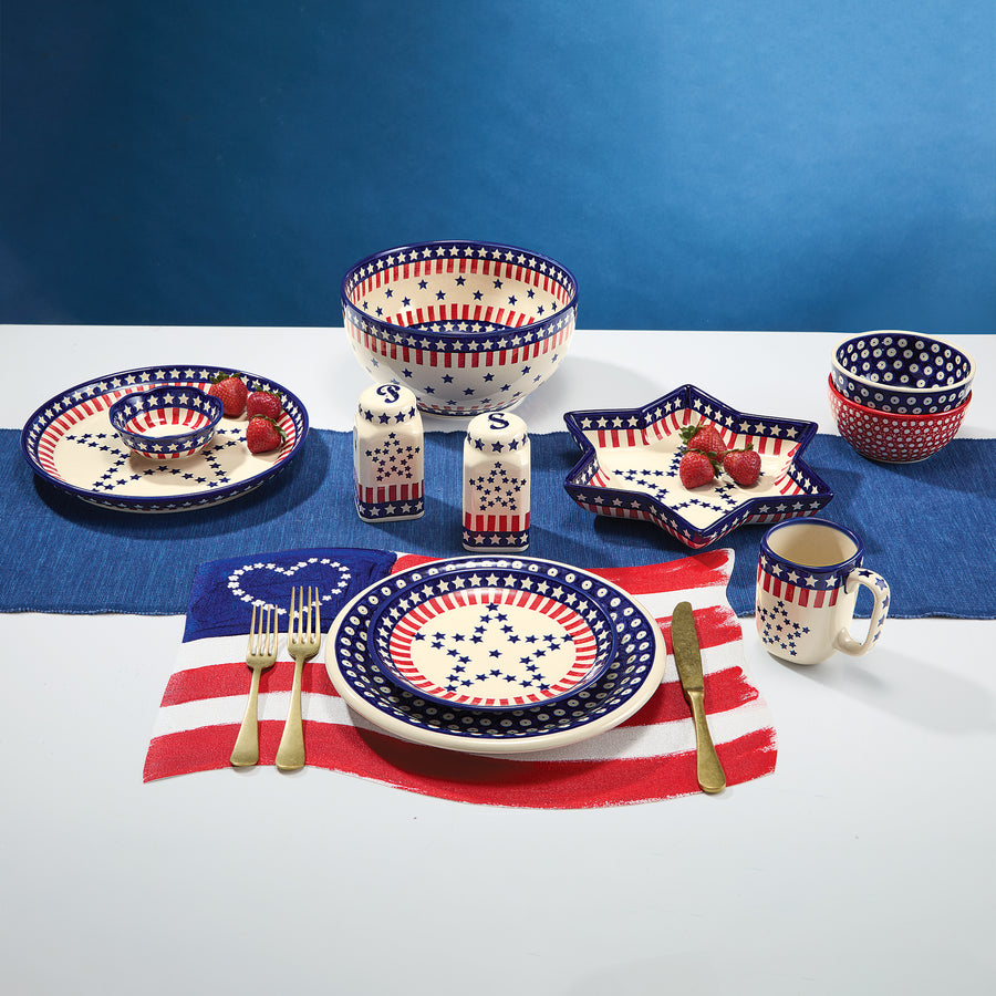 Polish Pottery Star Spangled Salt & Pepper Shakers