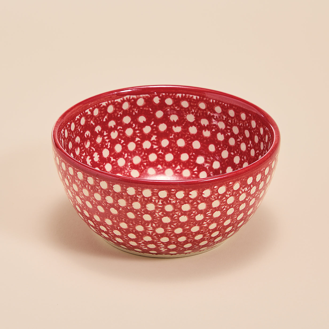 Polish Pottery Red Dots Small Bowl
