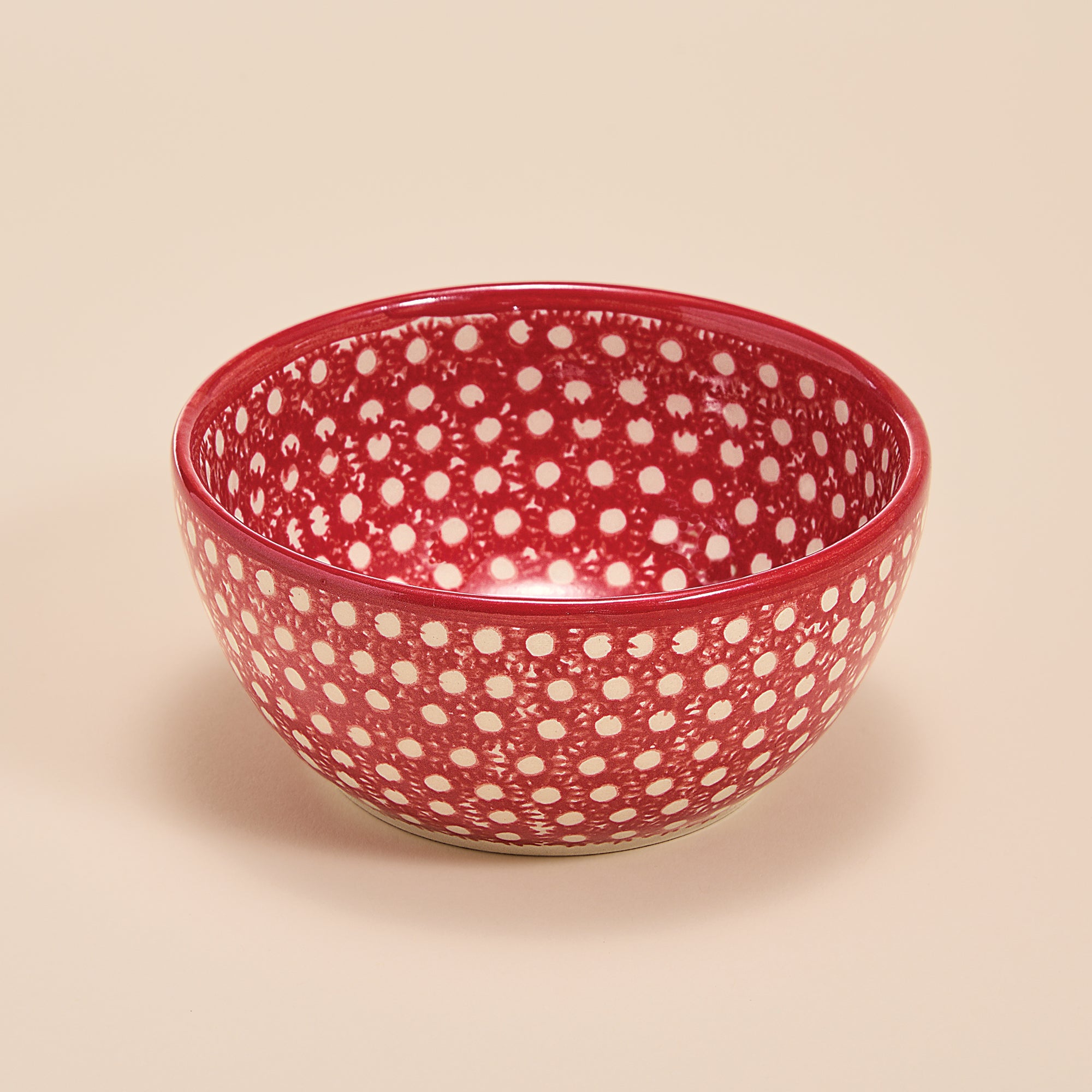 Polish Pottery Red Dots Small Bowl