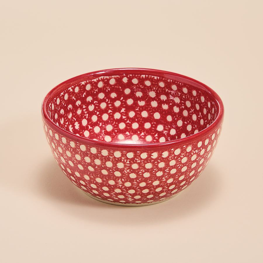 Polish Pottery Red Dots Small Bowl