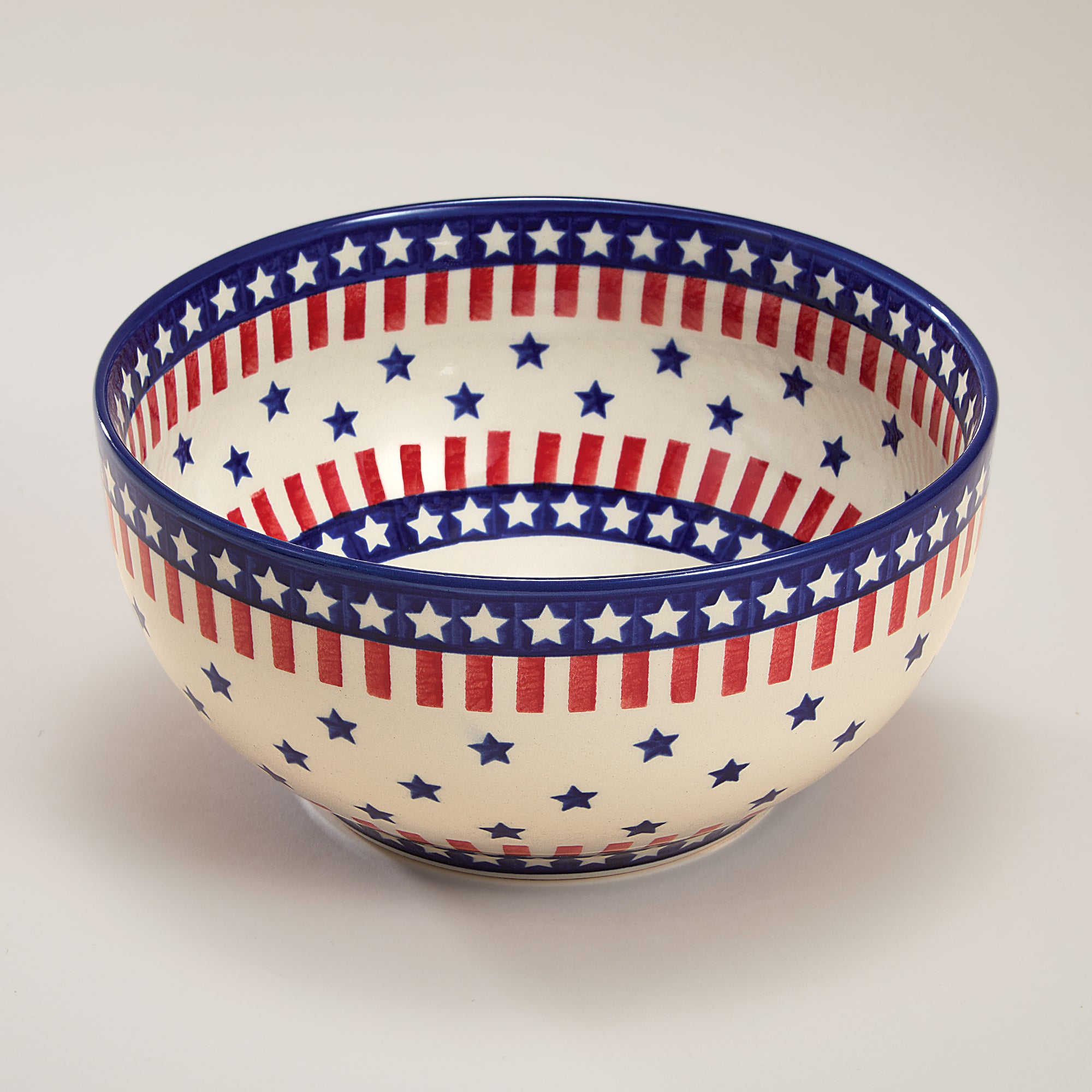 Polish Pottery Star Spangled Serving Bowl