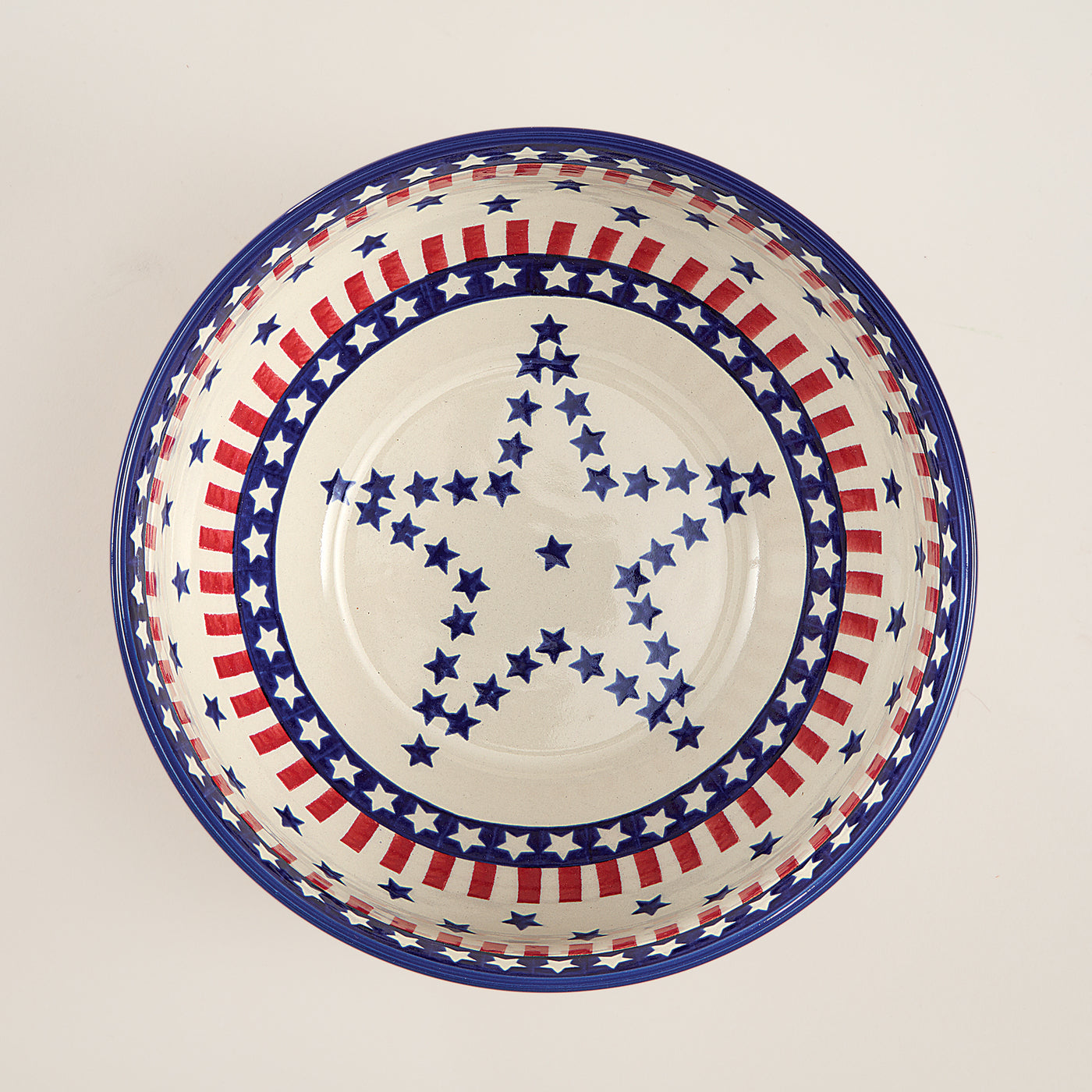 Polish Pottery Star Spangled Serving Bowl