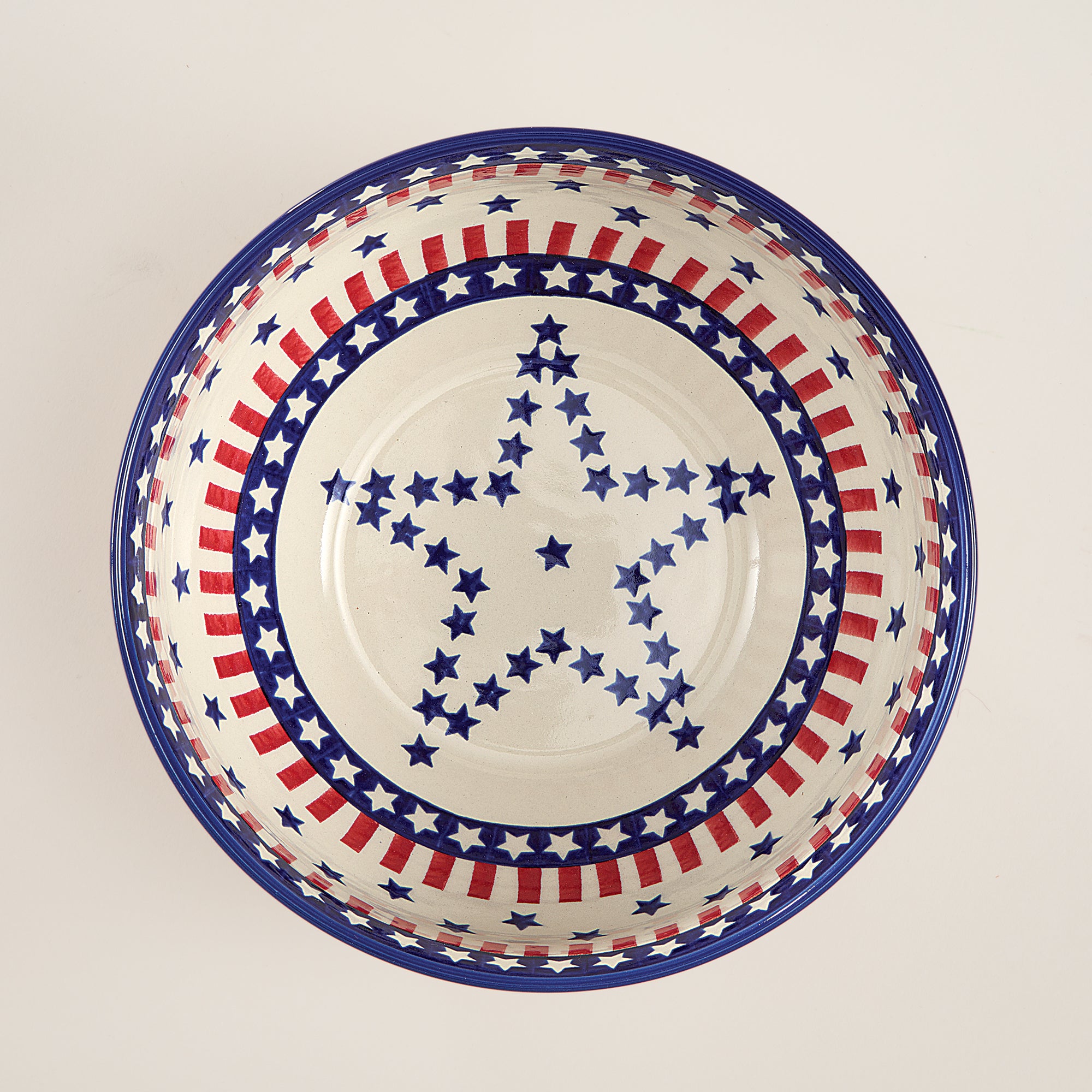Polish Pottery Star Spangled Serving Bowl