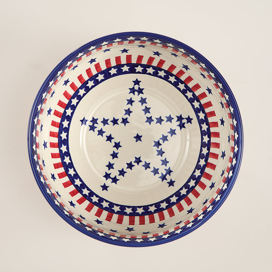 Polish Pottery Star Spangled Serving Bowl