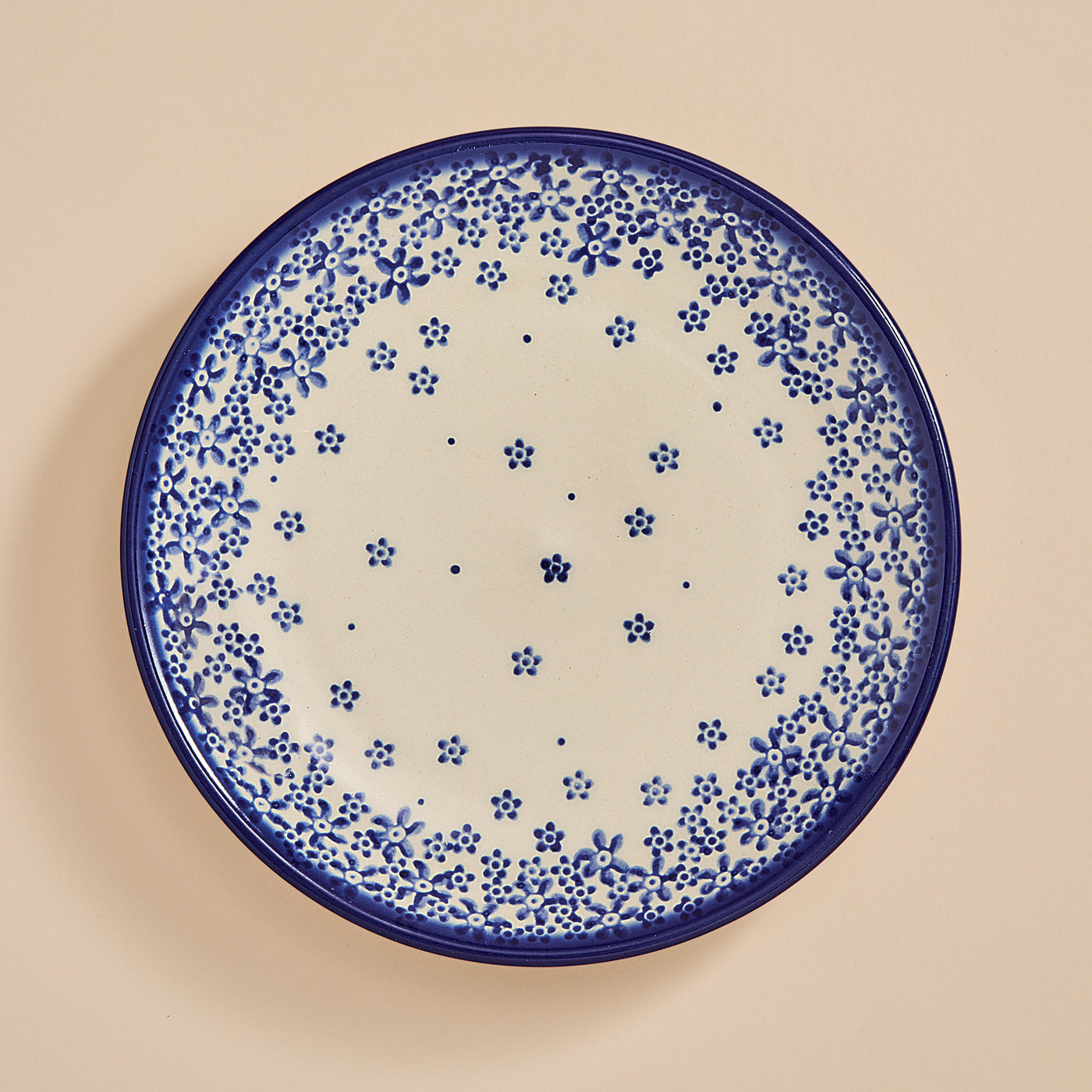 Polish Pottery Ditsy Blue Floral Small Plate
